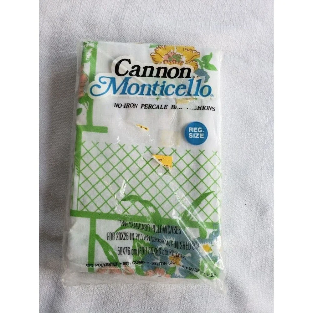 Vintage Cannon Monticello Two Standard Pillowcases  - NEW